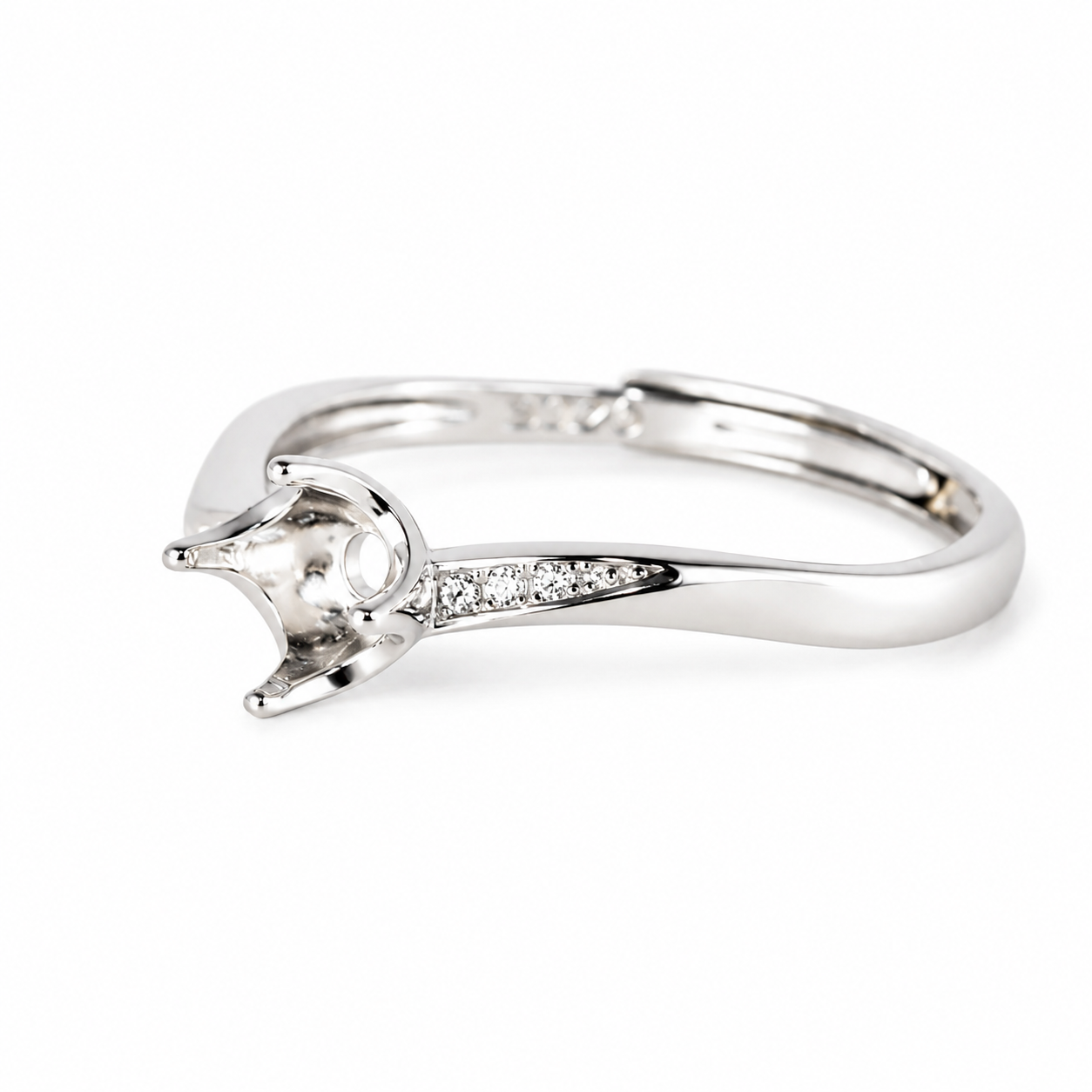 5mm Round Ring Setting S925 Sterling Silver Moissanite Style for DIY Jewelry Making