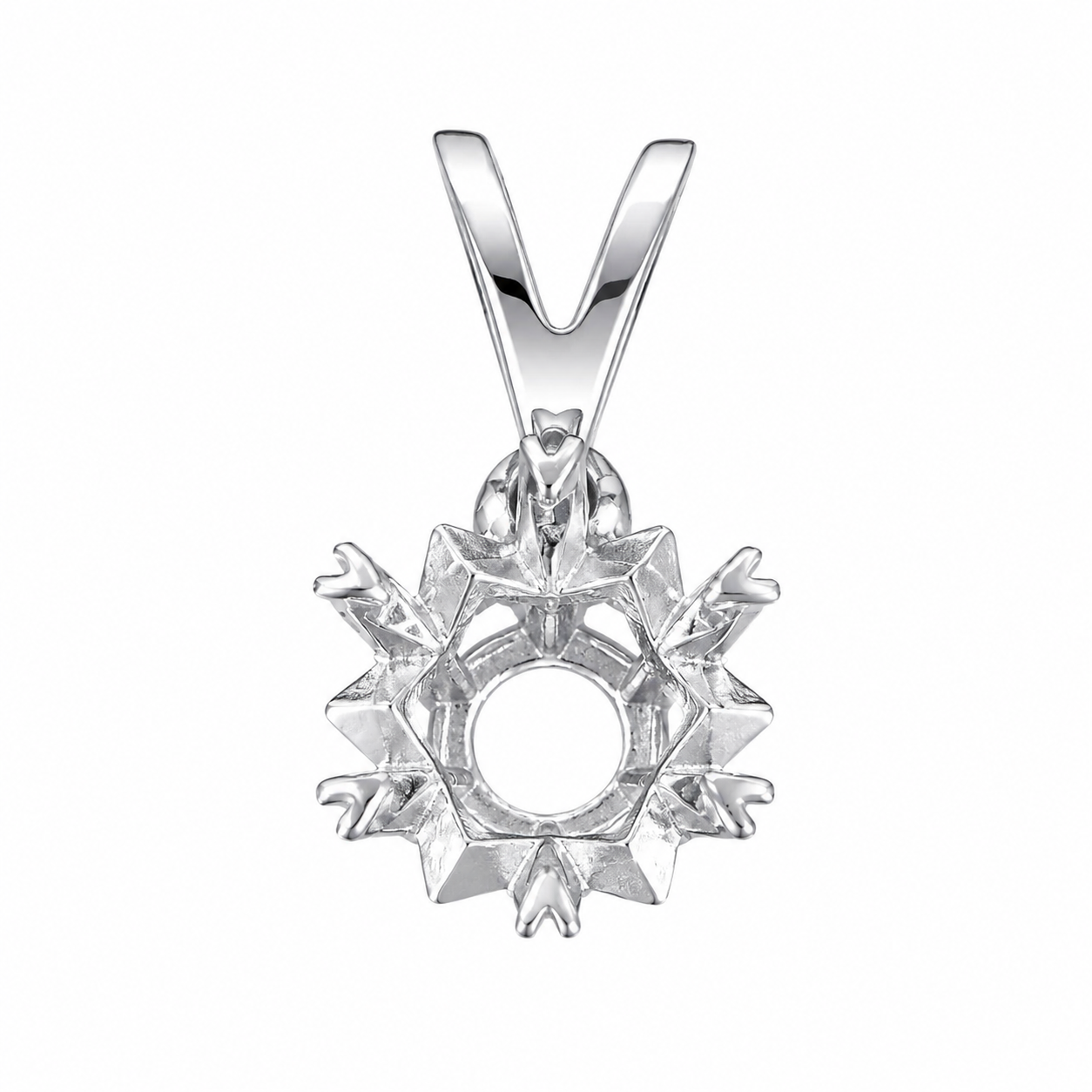 5mm-12mm Snowflake Pendant Setting S925 Sterling Silver