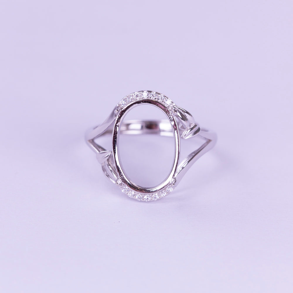 1pc 10*14mm Bamboo Leaf Style Ring Setting, S925 Sterling Silver Material, Suitable for Handcrafting DIY Women's Rings