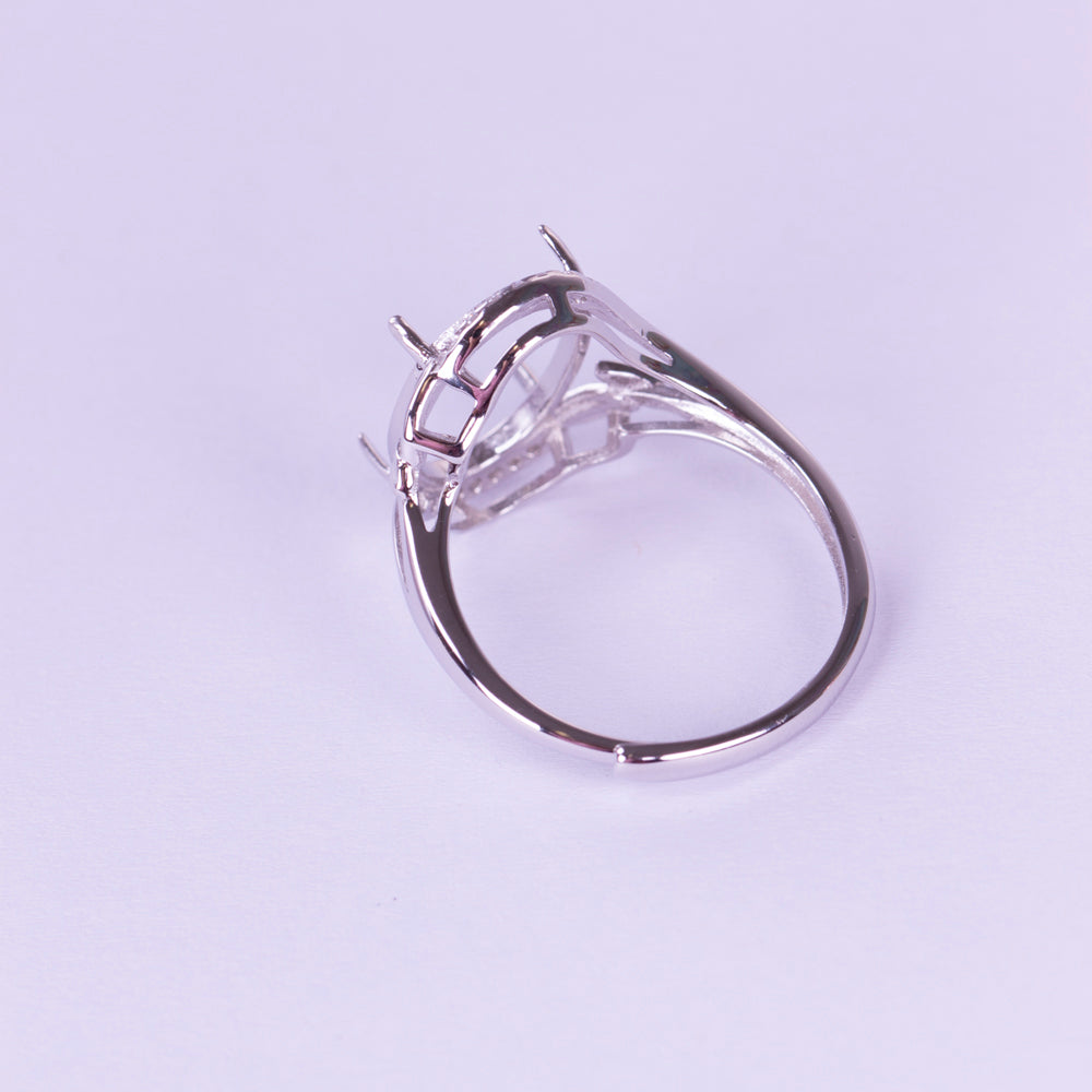1pc 10*14mm Bamboo Leaf Style Ring Setting, S925 Sterling Silver Material, Suitable for Handcrafting DIY Women's Rings