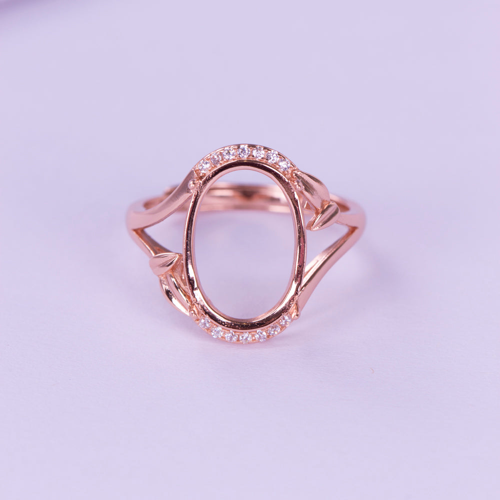 1pc 10*14mm Bamboo Leaf Style Ring Setting, S925 Sterling Silver Material, Suitable for Handcrafting DIY Women's Rings