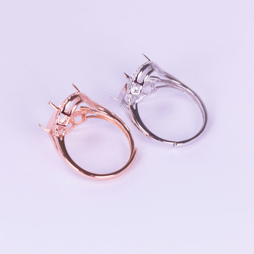 1pc 10*14mm Bamboo Leaf Style Ring Setting, S925 Sterling Silver Material, Suitable for Handcrafting DIY Women's Rings