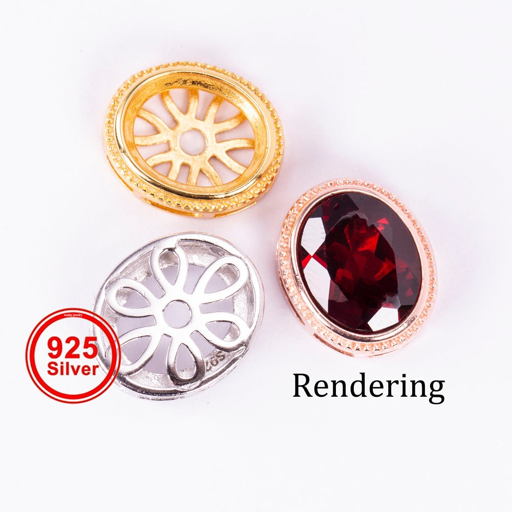 1pc 8*10mm Pendant Setting, S925 Sterling Silver Material, Exquisite Bezel Style Pendant Base, Suitable for Handmade Jewelry Crafting