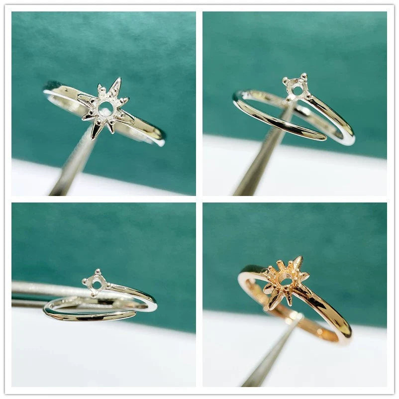 S925 Sterling Silver Round 3 mm Ring Setting for DIY Jewelry Making