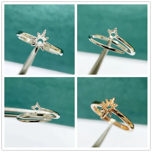 S925 Sterling Silver Round 3 mm Ring Setting for DIY Jewelry Making