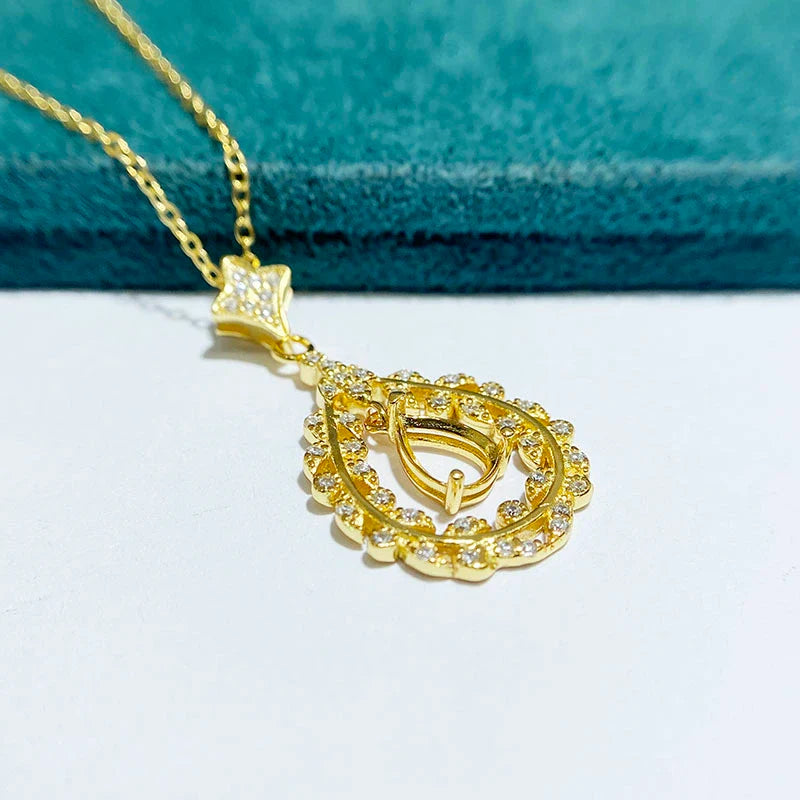 Pear 5×7 mm S925 Sterling Silver Pendant Setting, Unset, Fashion Style