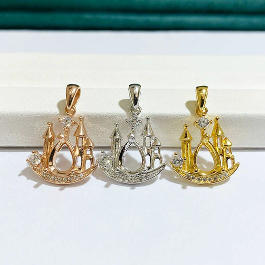 S925 Sterling Silver Pear 6×8 mm Pendant Setting for DIY Jewelry Making