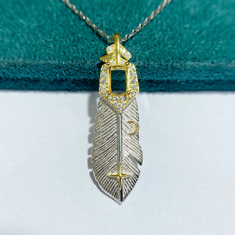 Rectangle 4×6 mm S925 Sterling Silver Pendant Setting, Unset, For Women, Vintage Style