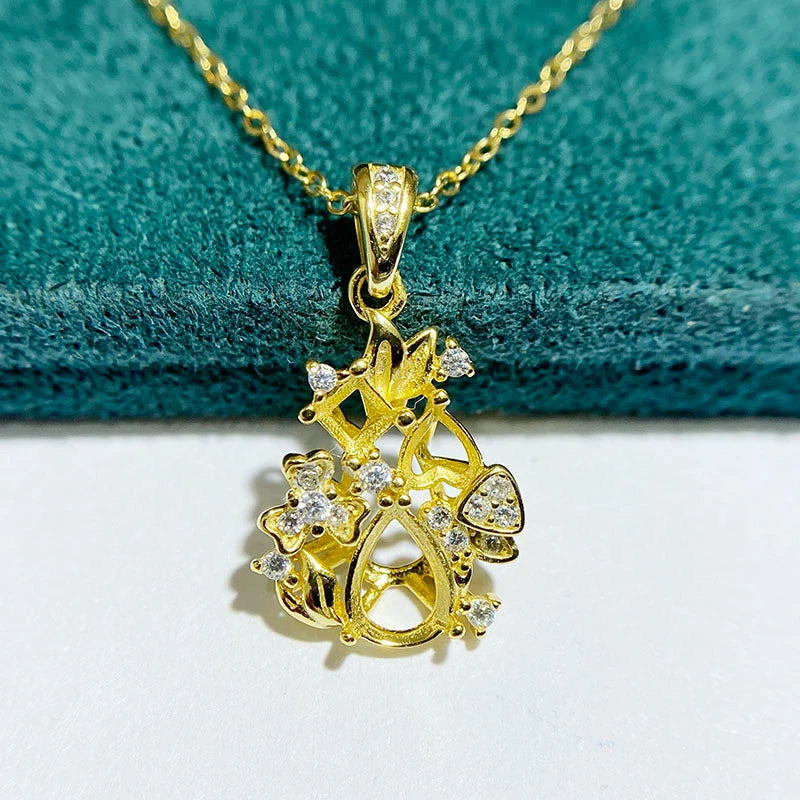 Pear 5×7 mm S925 Sterling Silver Pendant Setting, Unset, For Women, Fashion Style