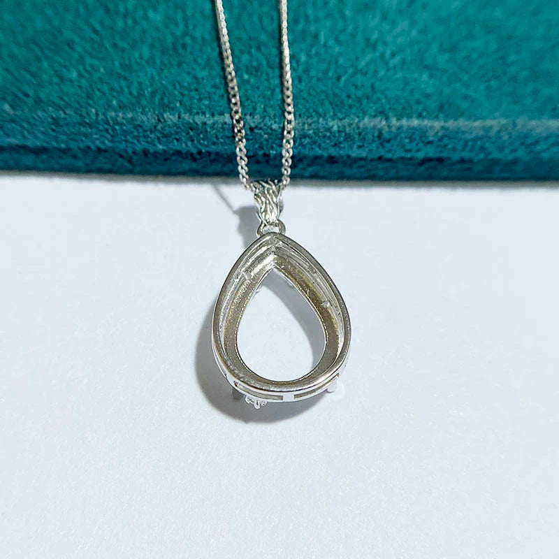 Pear 10×14 mm S925 Sterling Silver Pendant Setting, Unset, For Women