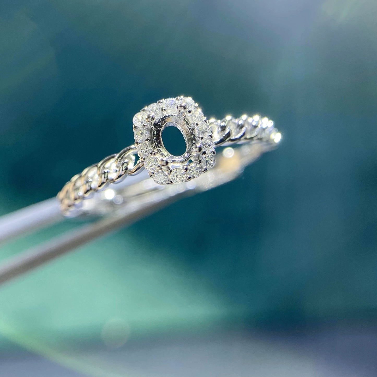 Oval 3×4 mm S925 Sterling Silver Ring Setting, Unset Mount, For Women