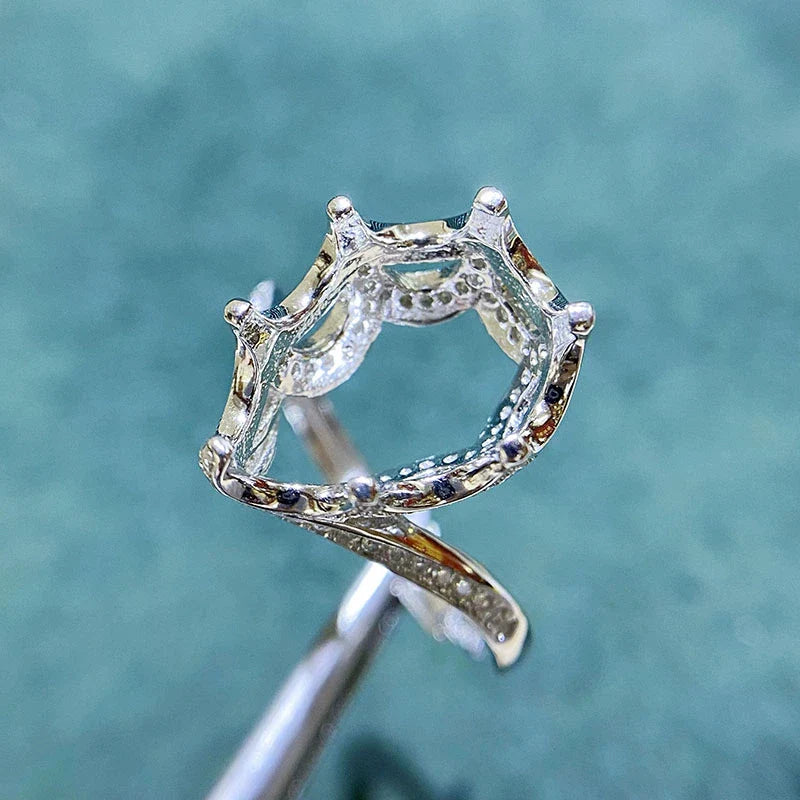 S925 Sterling Silver Pear 10×14 mm Ring Setting for DIY Jewelry Making