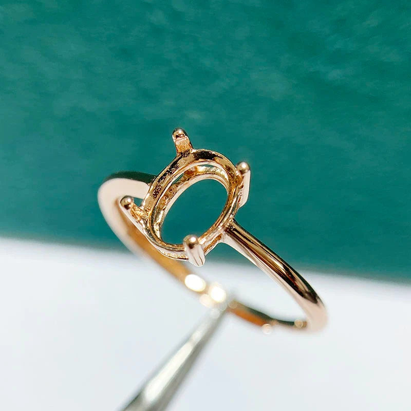 Oval 3×4 mm / 10×14 mm S925 Sterling Silver Ring Setting, Adjustable, Unset, For Women