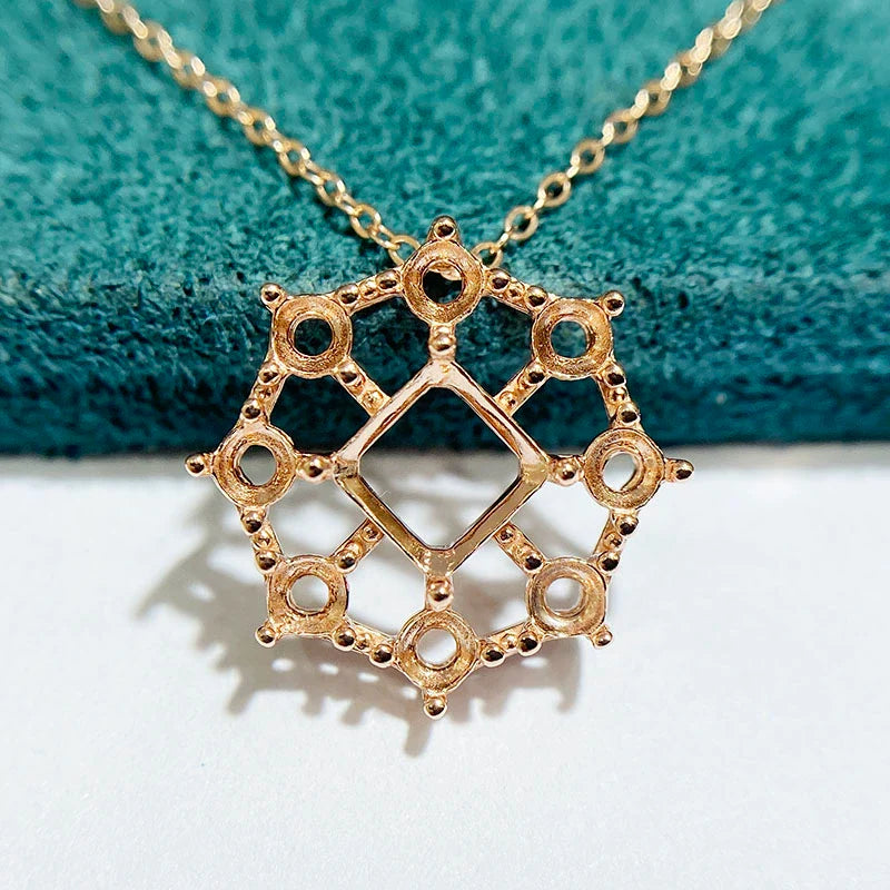 Square 6×6 mm S925 Sterling Silver Pendant Setting, Unset, For Women, Cluster Setting, Fashion Style