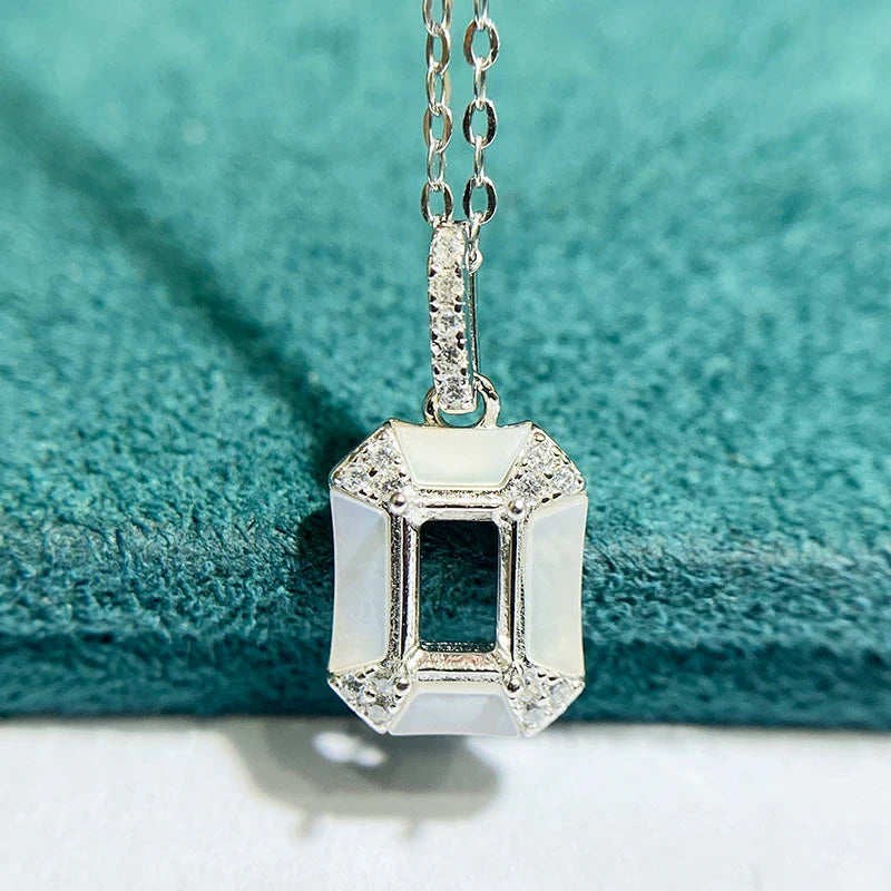 Rectangle 4×6 mm S925 Sterling Silver Pendant Setting, Unset, For Women, Fashion Style