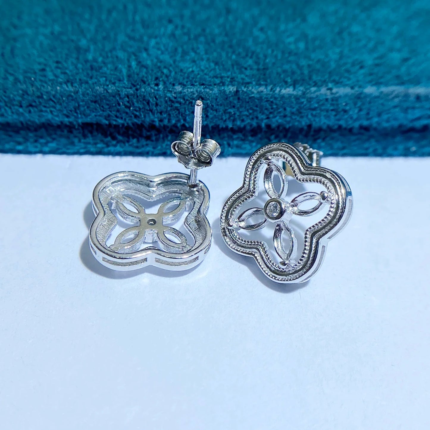 Marquise 2×4 mm / 3×6 mm S925 Sterling Silver Earring Setting, Unset