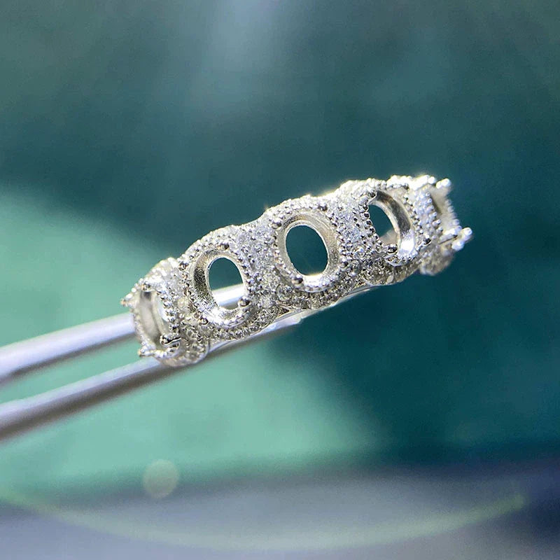 Oval 3×4 mm S925 Sterling Silver Ring Setting, Unset Mount, For Women