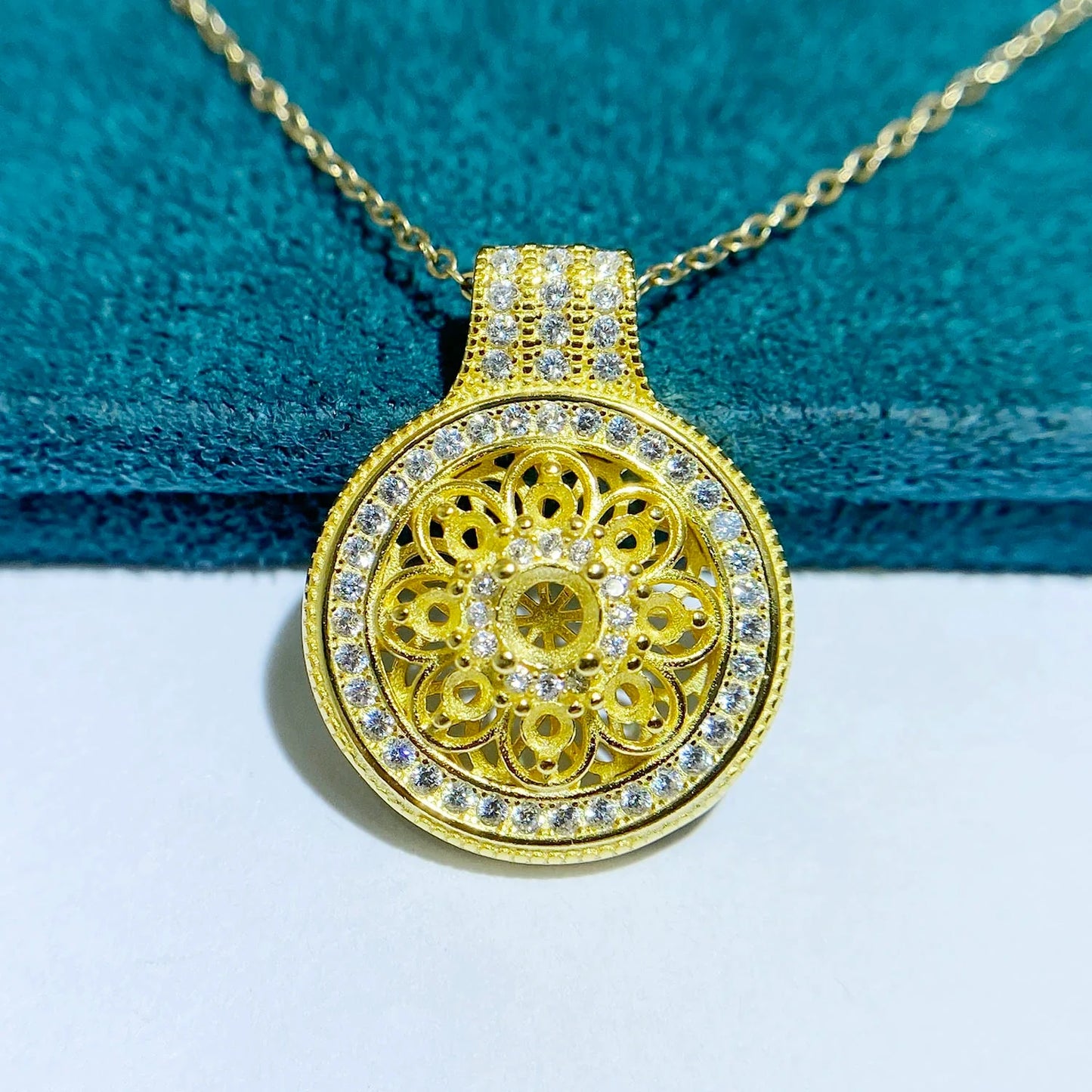 2×2 mm / 4×4 mm S925 Sterling Silver Pendant Setting, Unset, For Women