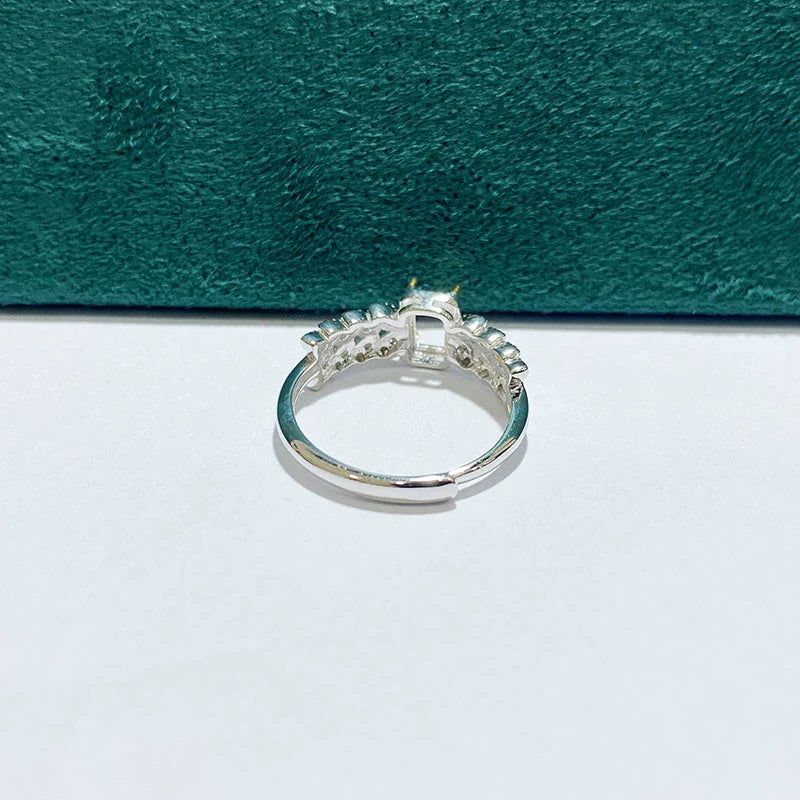 Rectangle 4×6 mm S925 Sterling Silver Ring Setting, Adjustable, Unset, For Women, Fashion Style, Light Luxury