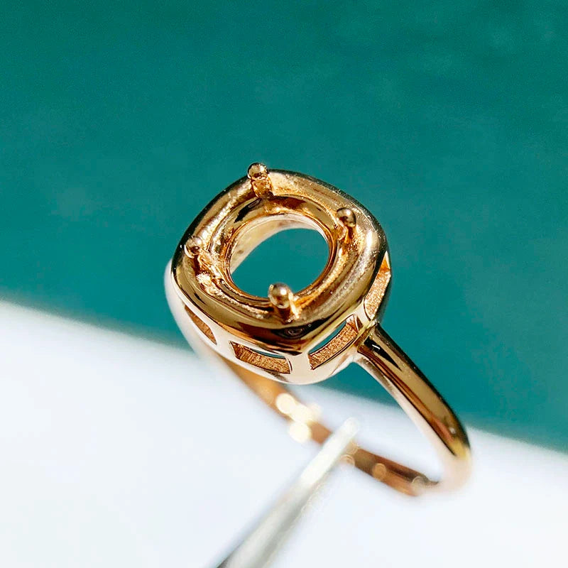 Round 6×6 mm S925 Sterling Silver Ring Setting, Unset Mount, For Women