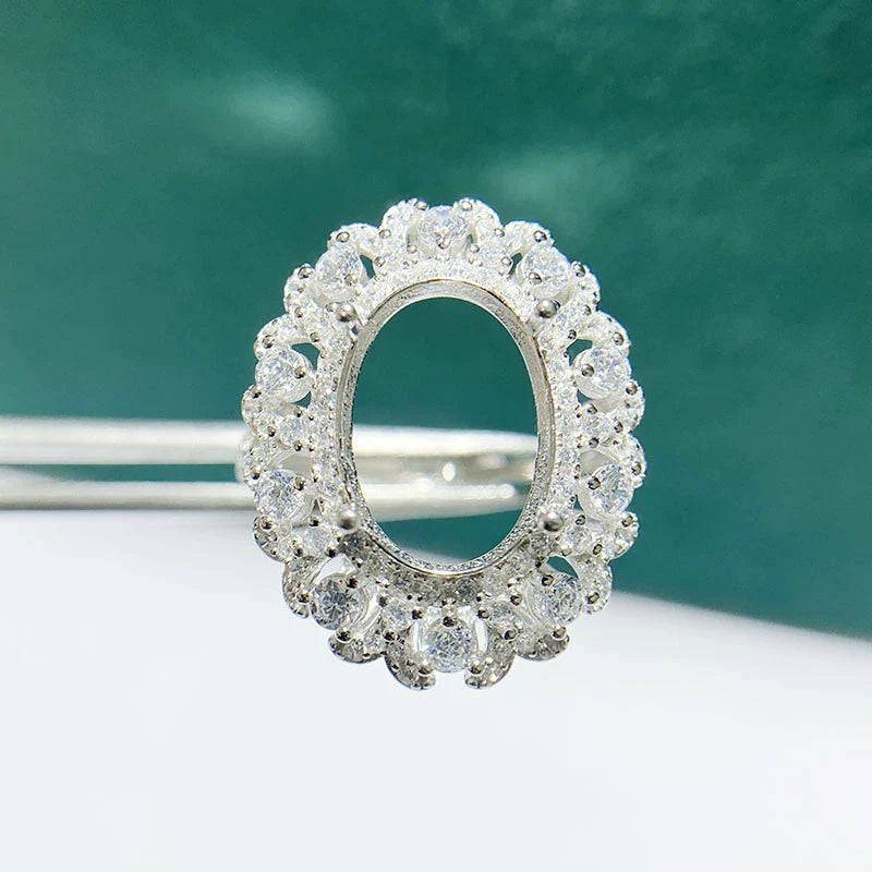 Oval 10×14 mm / 12×16 mm S925 Sterling Silver Ring Setting, Adjustable, Unset, For Women