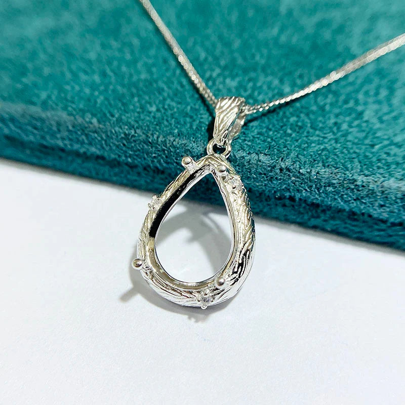 Pear 10×14 mm S925 Sterling Silver Pendant Setting, Unset, For Women