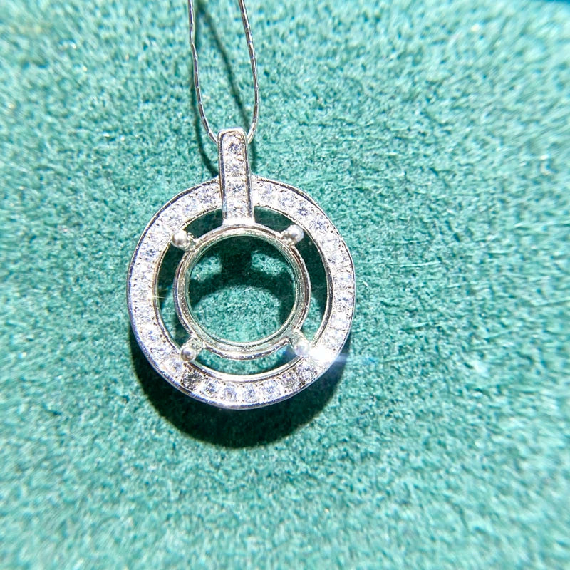 5–9mm Round S925 Silver Pendant Setting for Gemstone Mounting