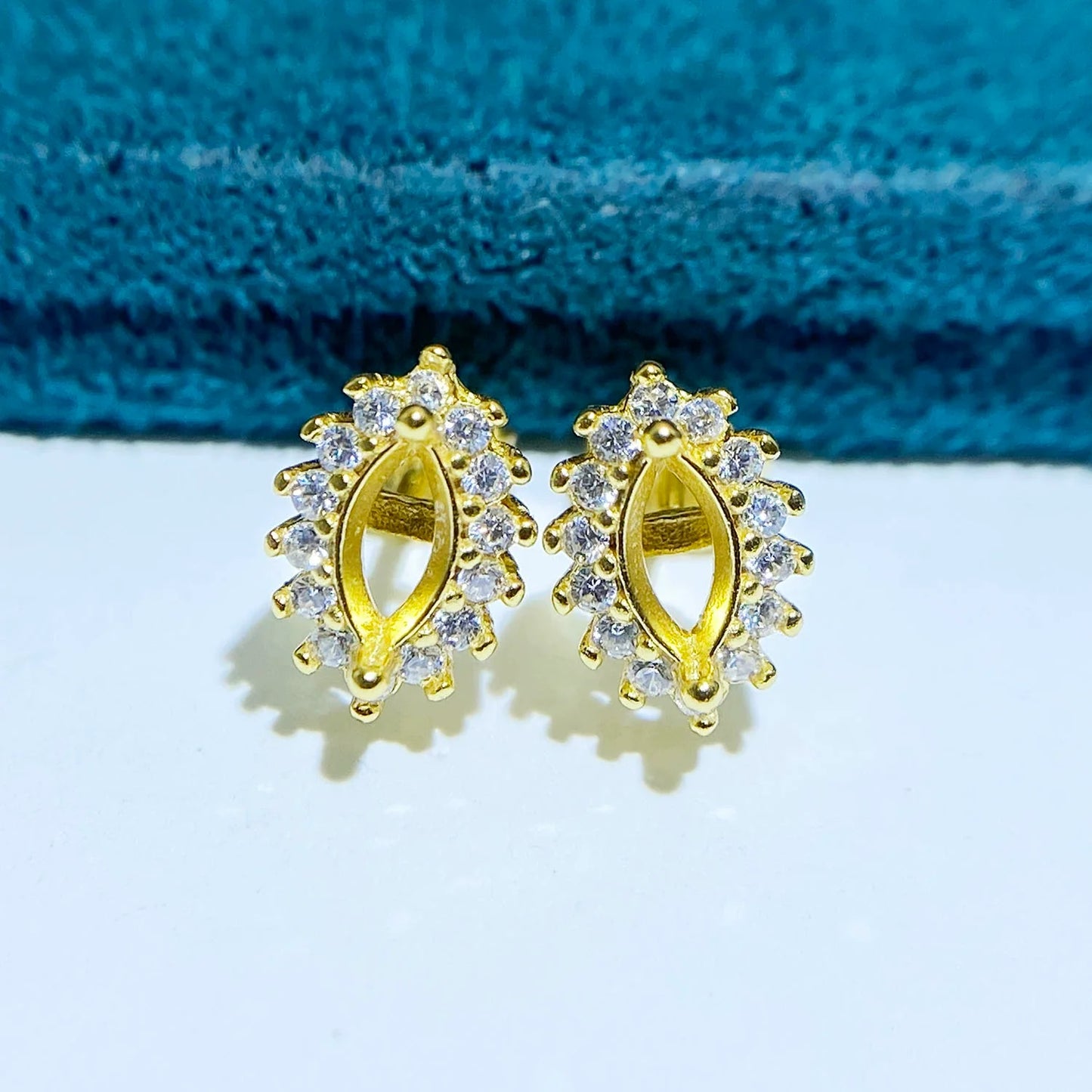 Marquise 2×4 mm / 3×6 mm S925 Sterling Silver Earring Setting, Unset