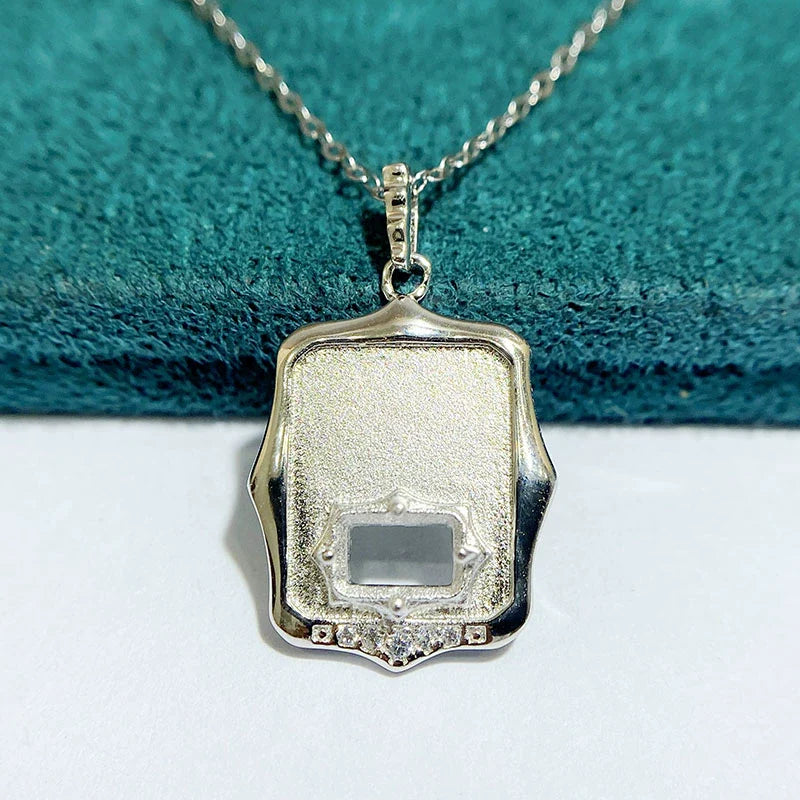 Rectangle 4×6 mm S925 Sterling Silver Pendant Setting, Unset, For Women
