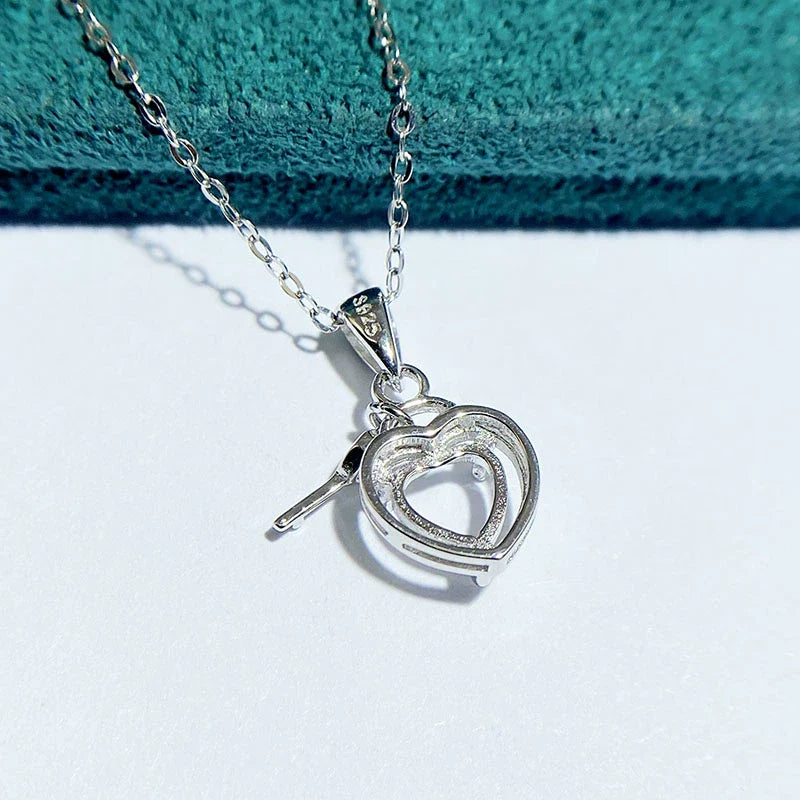 Heart 5 mm / 6 mm S925 Sterling Silver, 18K Gold Plated Pendant Setting, Unset, For Women, Minimalist Style, Fashion Style