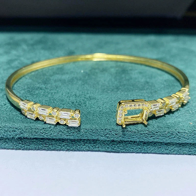 Square 5×7 mm S925 Sterling Silver Jewelry Setting, Unset, For Women