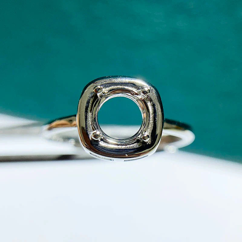 Round 6×6 mm S925 Sterling Silver Ring Setting, Unset Mount, For Women