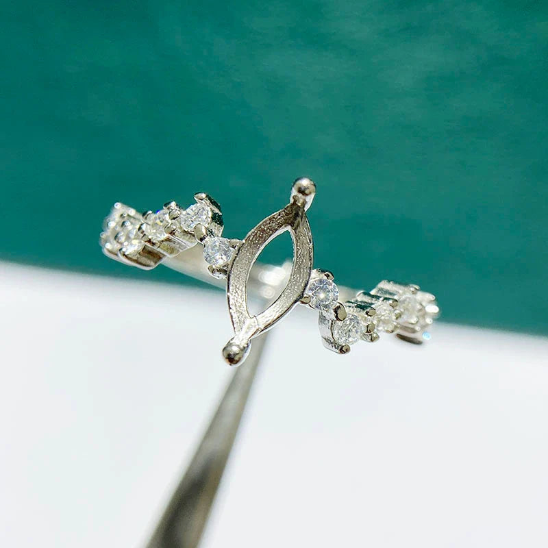 S925 Sterling Silver Marquise 4×8 mm Ring Setting for DIY Jewelry Making