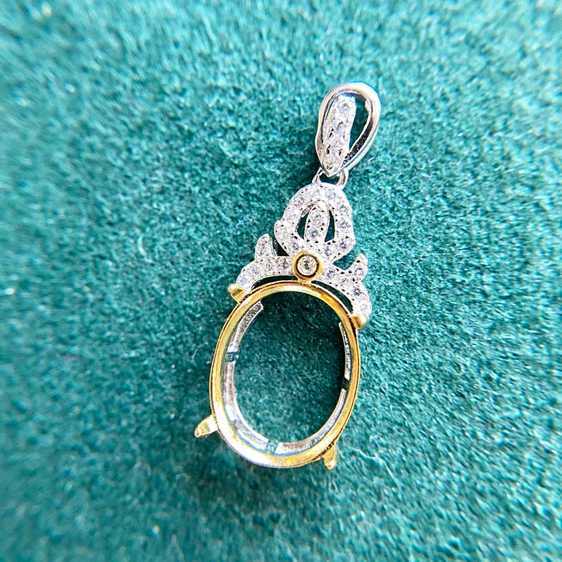 Oval 10×14 mm / 10×12 mm S925 Sterling Silver Pendant Setting, For Women