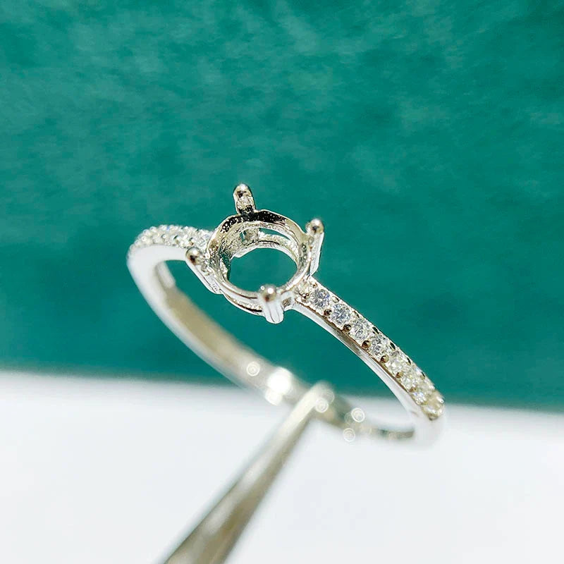 5×5 mm S925 Sterling Silver Ring Setting, Adjustable, Unset, For Women