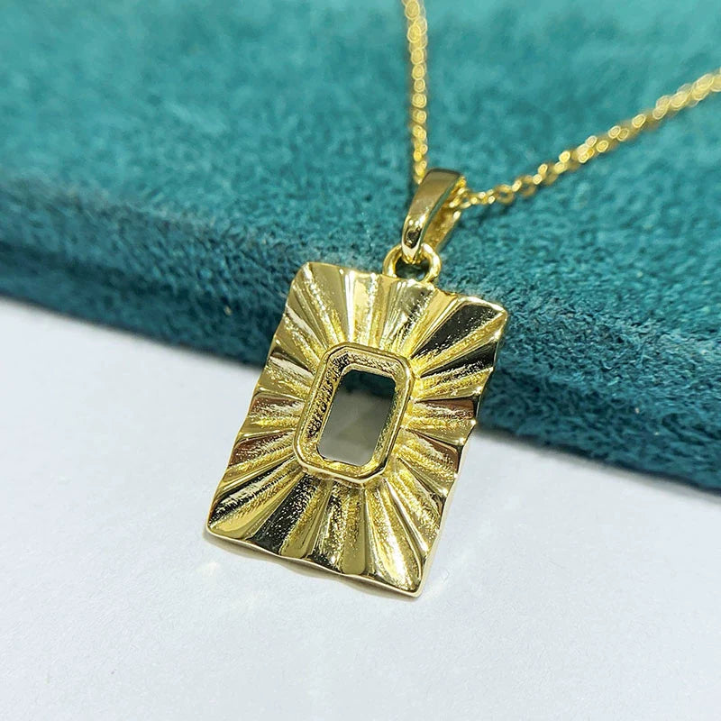 Rectangle 4×6 mm S925 Sterling Silver Pendant Setting, Unset, For Women, Vintage Style