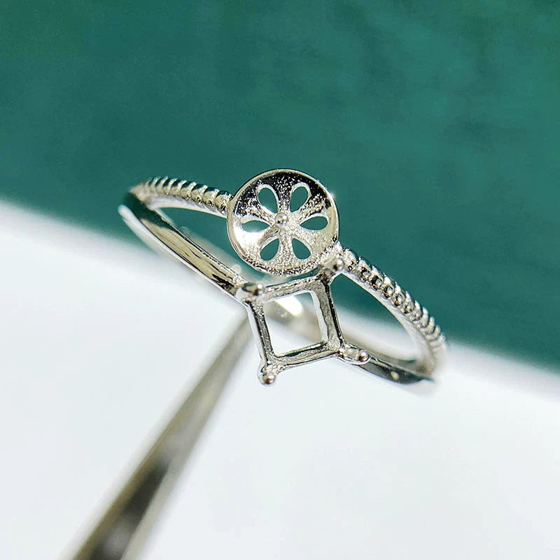 S925 Sterling Silver Ring Setting, Adjustable, Unset, For Women, Fashion Style