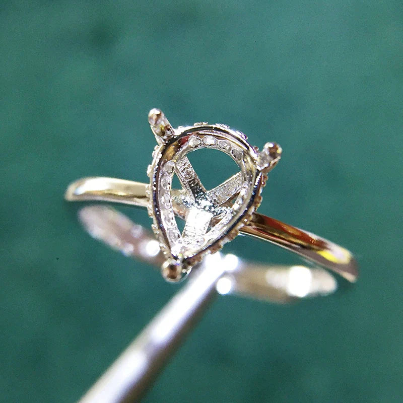 5×7 mm / 6×8 mm / 10×14 mm Ring Mount, S925 Sterling Silver, New Design, Unset, for Women