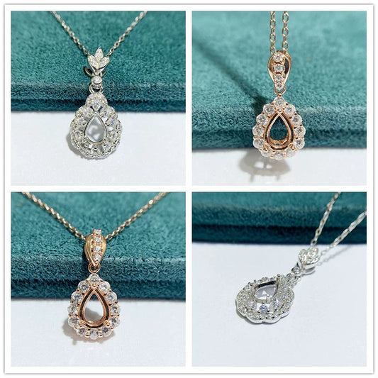 Pear 5×7 mm S925 Sterling Silver Pendant Setting, Unset, For Women, Fashion Style