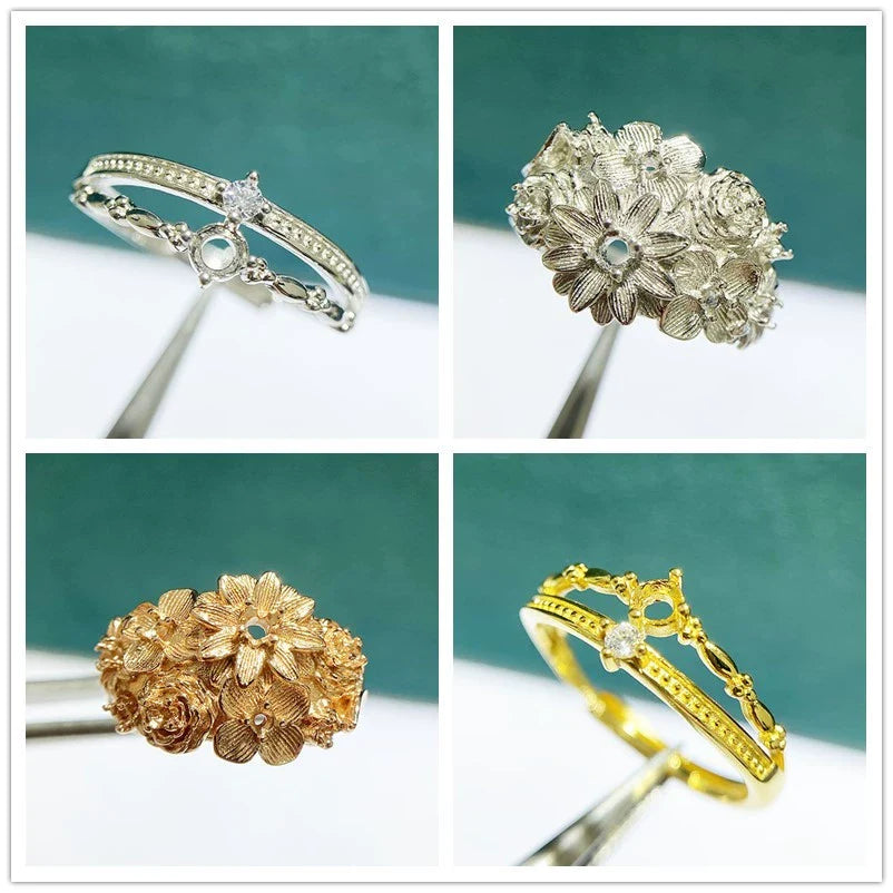 S925 Sterling Silver Round 6 mm Ring Setting for DIY Jewelry Making