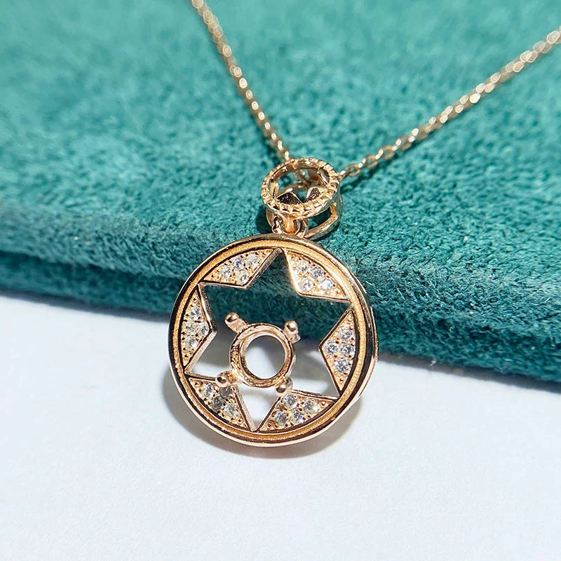 Round 5×5 mm S925 Sterling Silver Pendant Setting, Unset Mount, For Women