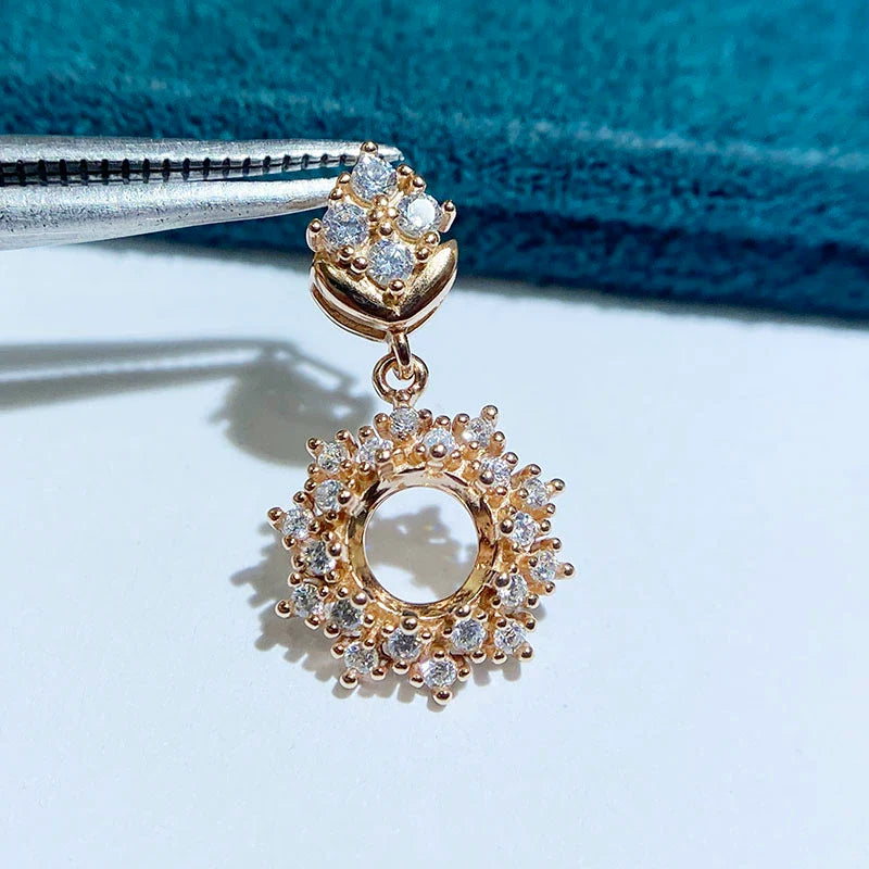 5 mm / 6 mm / 8 mm S925 Sterling Silver, 18K Gold Plated Pendant Setting, Unset, For Women, Fashion Style, Light Luxury