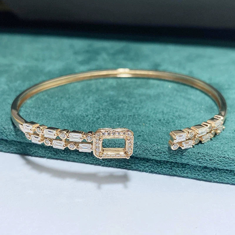 Square 5×7 mm S925 Sterling Silver Jewelry Setting, Unset, For Women