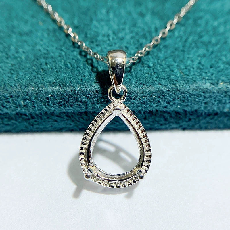 Pear 8×10 mm S925 Sterling Silver Pendant Setting, Unset