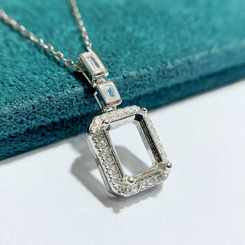 Square 7×9 mm S925 Sterling Silver Pendant Setting, Unset, For Women, Fashion Style