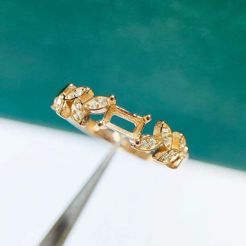 Octagon 3×5 mm / 4×6 mm / 5×7 mm / 6×8 mm Ring Mount, S925 Sterling Silver, Adjustable, Small Octagon Design, for Women