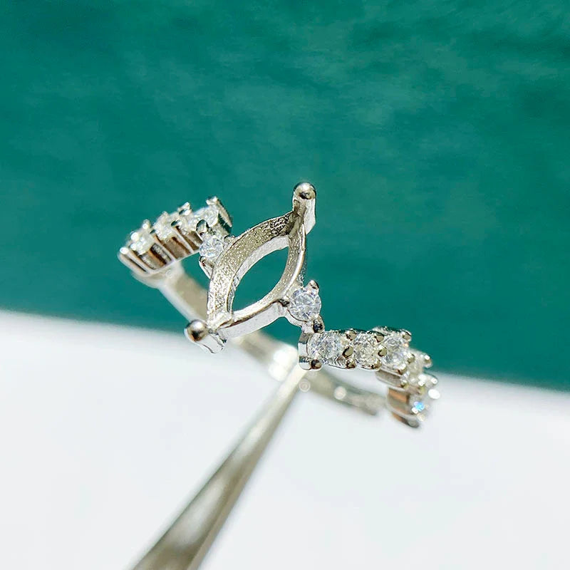 Marquise 4×8 mm S925 Sterling Silver Ring Setting, Adjustable, Unset, For Women