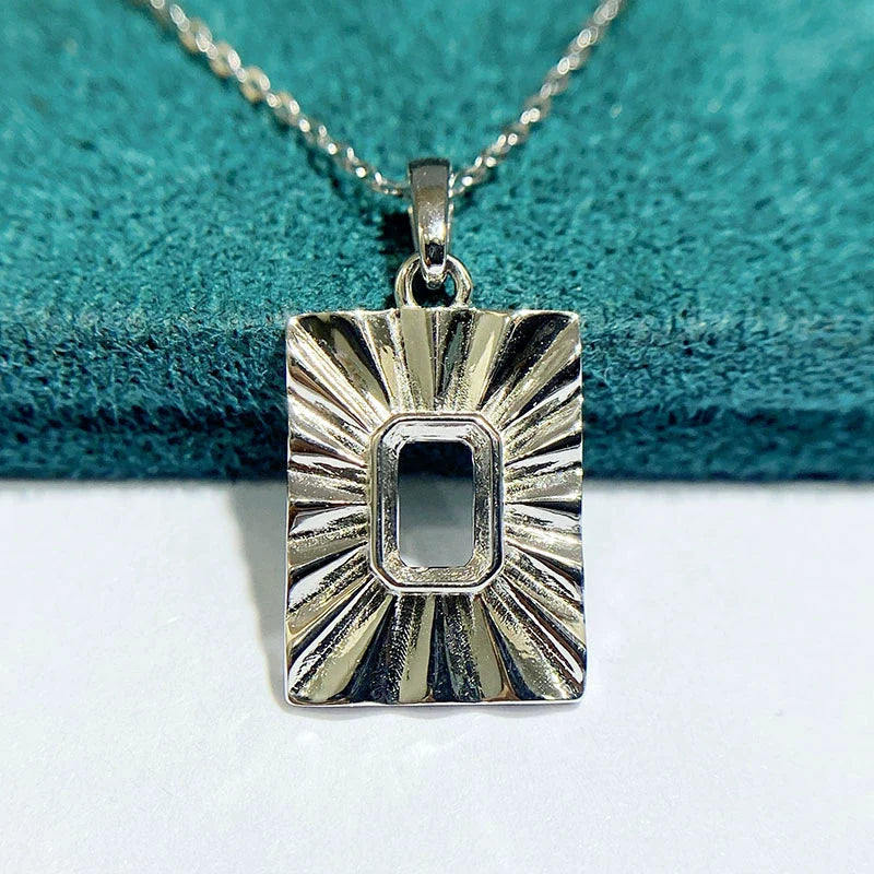 Rectangle 4×6 mm S925 Sterling Silver Pendant Setting, Unset, For Women, Vintage Style