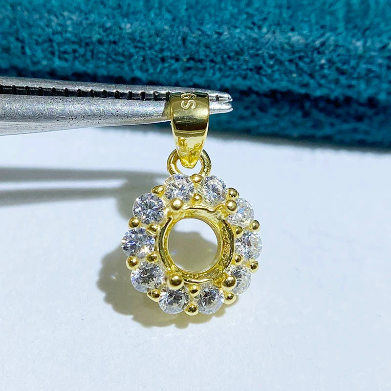 S925 Sterling Silver, 18K Gold Plated Ring Setting, Unset, For Women