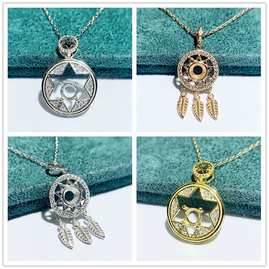 Round 5×5 mm S925 Sterling Silver Pendant Setting, Unset Mount, For Women